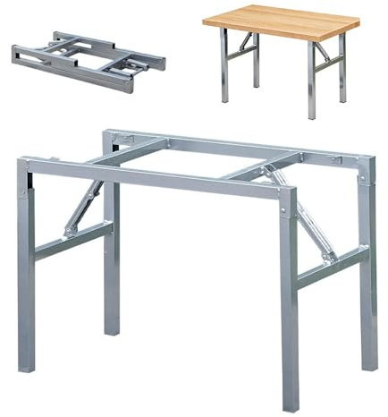 GJPXFR Tischbeine Metall Tischgestell Klappbarer Tischkufen, Rechteckige Möbelfüße Verstellbar, Schwerlast Tisch-Gestell Esstischfüße Schreibtisch Ersatzbeine(Silver,85x39x80cm)