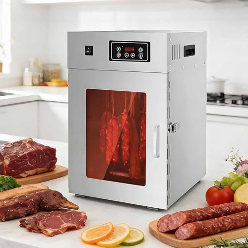 Dfdieratve 800W Stainless Steel Food Dehydrator, Biltong Drying Box Air Dry, 14 Hanging Rods, Jerky Drying Cabinet with 86-194 °F Temperature and Time Control, Dryer Machine for Beef Chicken