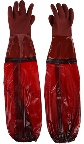 IMIKEYA Langärmelige Handschuhe aus Gummi mit Isolierung für Wärme Extra Lange Schutz Handschuhe zum Waschen Spülen und Gartenarbeit Braun Rutschfest und Robust
