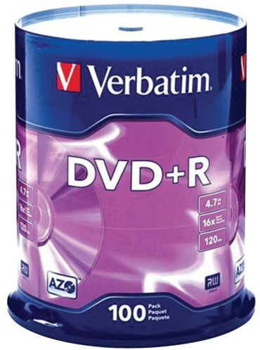 VERBATIM 95098 4.7 GB DVD+RS (100-CT SPINDLE)