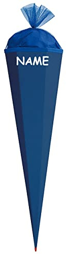 Schultüte - Rohling - kräftiges BLAU Größenwahl 35 cm bis 100 cm incl. Namen - mit Holzspitze - Zuckertüte ALLE Größen - Roth - zum Basteln, Bemalen und..