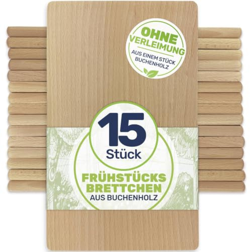 Gravidus Frühstücksbrettchen Holzbrett Buche 22x12x1 cm (15 Stück)