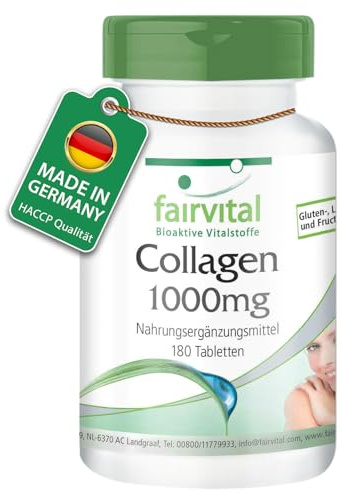fairvital Kollagen Tabletten, 180 Tabletten, HOCHDOSIERT, mit Vitamin C und L-Ornithin