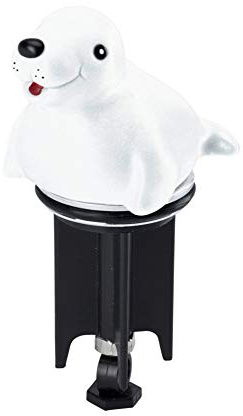 WENKO Waschbeckenstöpsel Pluggy® 3D Robbe - Abfluss-Stopfen, für alle handelsüblichen Abflüsse, Kunststoff, 4.6 x 11.2 x 5.8 cm, Weiß