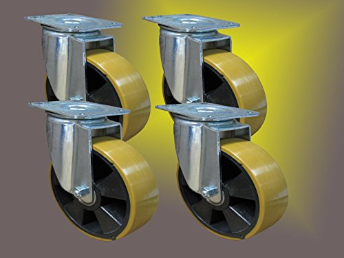 4er Satz Schwerlast Polyurethan Rollen ø 160mm (4 Lenkrollen) Tragkraft je Rolle 700Kg Lenkrolle Transportrolle Schwerlastrolle