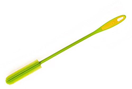 Kochblume Flaschenbürste Slim | Premium-Silikon | Hitzbeständig | Spülmaschinenfest | Für besonders schmale Öffnungen ab 16mm | Farbe: limette