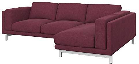 Soferia Sofabezug L Form Kompatibel Mit Nockeby 2er-Sofa Mit Recamiere Ecksofaüberzug Ecksofaüberwurf Sofaschoner Cover Wasserabweisend Fleckschutz Softi Rot Bordeaux