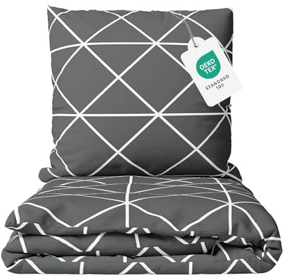 Class Home Collection Bettwäsche 135x200 cm - 2-teiliges Renforce Bettwäsche-Set aus Baumwolle mit Reißverschluss, Triangle Design in Grün, für Einzel- und Doppelbetten