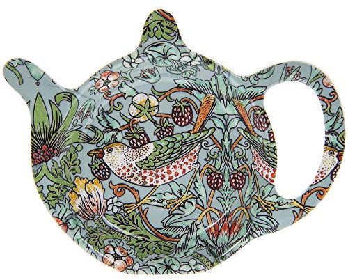 The Leonardo Collection - Strawberry Thief Teabag Tidy - Red with Green Accents - Round - Melamine