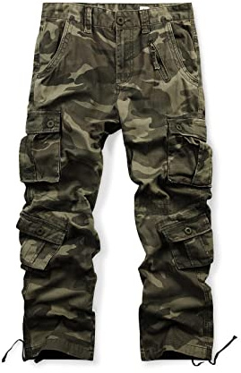 Aeslech Mens Camo Cargo Work Combat Trousers Army Military Camouflage Trousers with 8 Pockets Camo 169 29