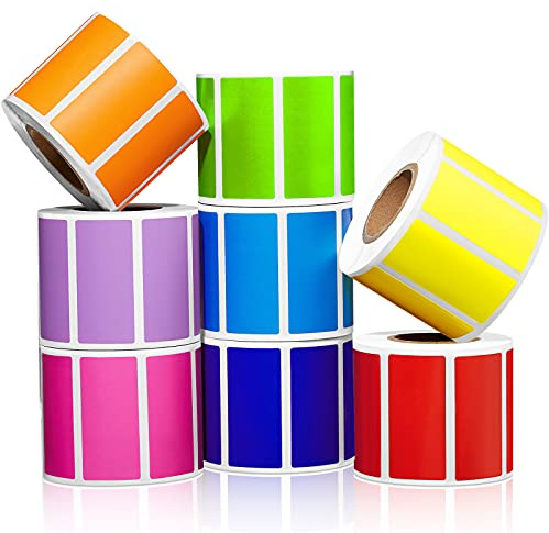 4000 Pieces Rectangular Colored Labels Stickers 1.57 x 0.75 Inch Assorted Color Coding Labels Rolls Adhesive Solid Tags for Inventory Organize, File Classification