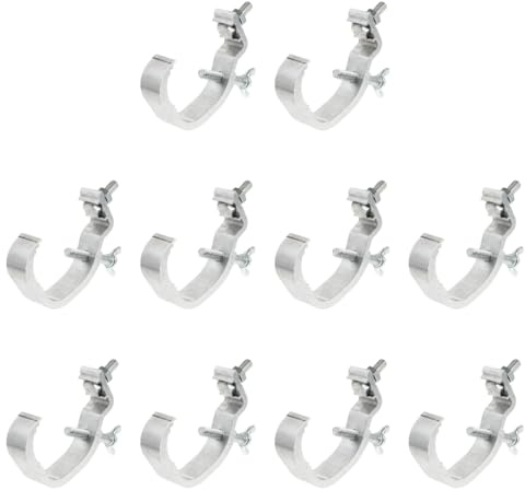 Milisten Heavy Duty Stage Light Clamps - Aluminium Alloy Truss Hooks for 25-55mm Pipes - 20kg Max Load Capacity - Professional DJ Lighting Hangers for Par Cans, Moving Heads & Theatre Lights - 10 Pcs