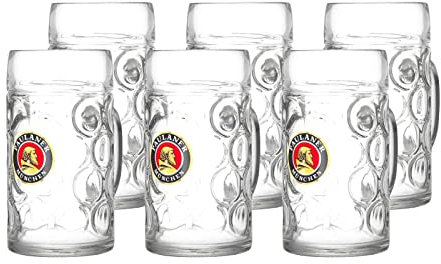 Ritzenhoff & Breker Paulaner Lot de 6 chopes de 1 l avec calibrage, Ø 10 x 21 cm, chopes avec logo Paulaner, passe au lave-vaisselle