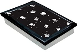 lap tray with bean bag cushion Paws Design Black Frame Grey Cushion Base LapTray Breakfast in Bed tray Cushion Rest Serving Lap Top Tray with beans Camper Van serving Camping Lightweight Learning