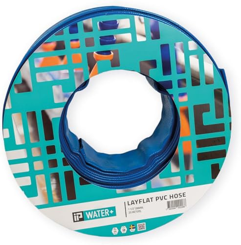 IP Water+ Flachschlauch | Ø 38 mm | 1 1/2 Zoll, 25 m | Bauschlauch & Pumpenschlauch für Pumpe | Schlauch aus PVC, flach aufrollbar | Wasserschlauch