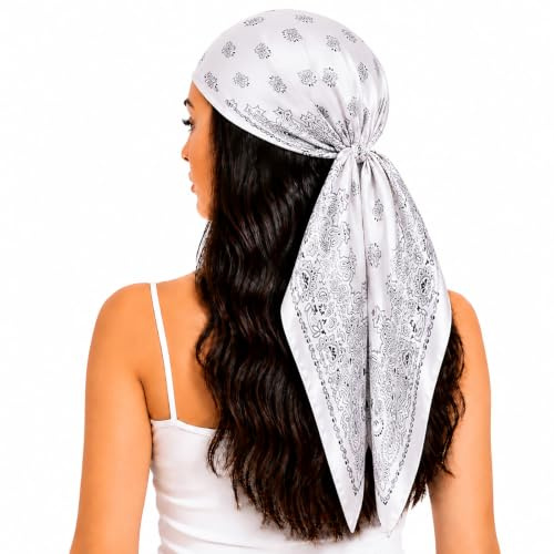FAIRYGATE Damen Bandana Halstuch Platz Seidentuch Drucken Tuch Schal Kopftuch Seide Multifunktion 70x70cm 29016