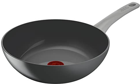 Tefal Renew On Poêle Wok Gris 28 cm, Revêtement antiadhésif céramique, Induction, Indicateur de cuisson Thermo-Signal, Eco-conception, Cuisson saine, Fabriqué en France C4271932