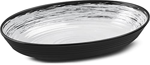 Brunner 0830067N.C3S Ciotola Ovale in Melamina Stonetouch, Oval Servig Bowl Collezione Granada, Colore Nero e Bianco, Bpa-Free, Resistente agli Urti, Lavabile in Lavastoviglie