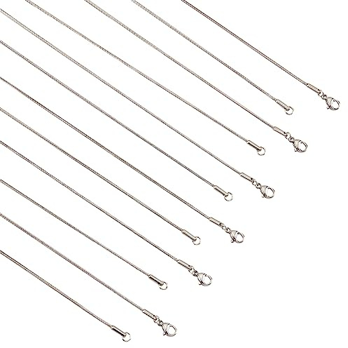 NBEADS 15 Pcs 3 tailles Collier de Chaîne de Serpent en Acier Inoxydable, 1 mm de Large 45.4/50.5/60.5 cm Collier de Chaîne de Serpent Rond Flexible pour Hommes Femmes Collier Bijoux