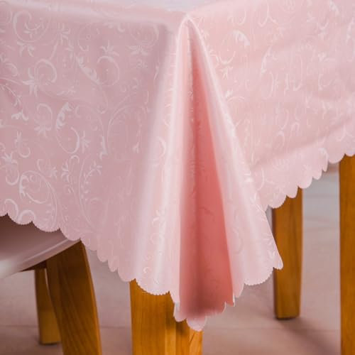 XQSSB Abwaschbar Garten Tisch Decke Anti Hot Wear Resistant Wachstischdecke Tischdecken Eckig Pink 100 × 160cm