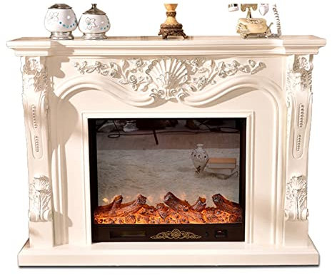 Electronic Fireplace Water Vapor Fireplace Electric Fireplace Insert Firebox Burner Fireplace Set Wooden Mantel With Artificial LED Optical Flame Decoration Chimney Electric Fireplace ( Color : White