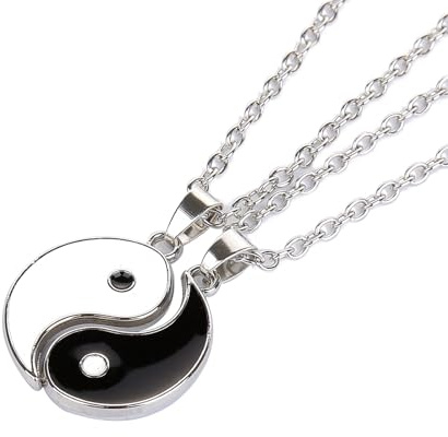 Ryaupy 2 Unidades De Collares Yin Yang Taichi Bff Para Parejas, Cadenas De La Amistad, Ying Yang, Colgantes Para Parejas, Joyas Para Mejores Amigos, Amantes y Couple Regalos (Negro y Plateado)