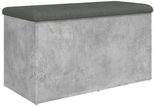 vidaXL Banco con almacenaje Madera ingeniería Gris hormigón 82x42x45cm
