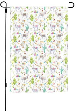 LAMAME Alpaca Llama Cactus Bandiera Montagna stampata Giardino Bandiera 30x45cm Patio Bandiera Decorativa Per Natale Vacanze Decorazione Esterna