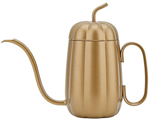 OQHAIR Cafetera de Acero Inoxidable de 0.236 in para Verter sobre hervidor de Agua, Uso doméstico, Multicolor en Forma de Calabaza, 15.2 FL oz, cafetera de Acero Inoxidable (Color: Negro,