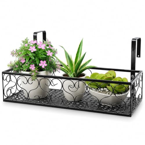 Pwshymi Hängendes Blumenregal, Rostfreies Eisen-Balkon-Pflanzenregal, Hofzäune, Pflanzenaufbewahrung für Balkongeländer für Balkongarten