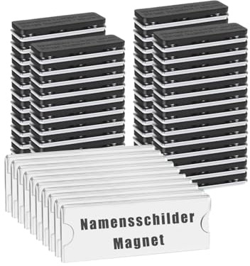 10 Stück Magnet Namensschilder, Transparent 75 * 32mm Namensschilder für Kleidung (Schwarz)