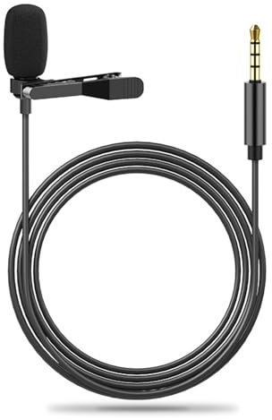 Micrófono de Solapa para Teléfono con 1.5M Cable, Lavalier Omnidireccional, 3.5MM Audio Jack - Mini Condensador para Grabación, Entrevista, Videoconferencia y Podcast