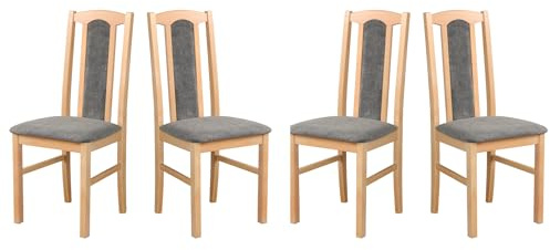 LeafDesign Esszimmerstühle 4er Set, Massivholz, Gepolstert, Grandson Eiche | Fertig montierte Küchenstühle mit ergonomischer Rückenlehne – pflegeleichte Esstischstühle und Polsterstühle für jeden Raum