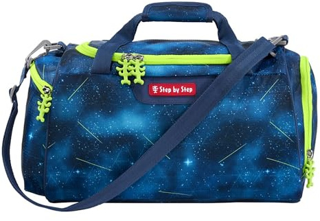 Step by Step Sporttasche „Starship Galactus“, blau, mit Nasswäschefach, Abnehmbarer Tragegurt, Verstellbarer Schultergurt, für Jungen 1. Klasse, 13L