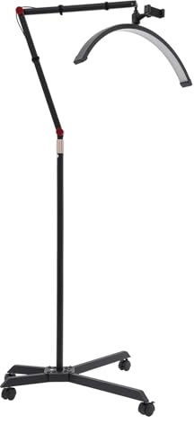 KiwiHood Halbmond LED Stehleuchte, 36W Bodenleuchte mit Fernbedienung und Kabelsteuerung, Höhenverstellbar 83-128cm, 360° Drehbar– Perfekt für Schönheitssalons und Wimpernverlängerung