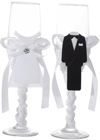 MAGICLULU 2piezas Copas De Vino De Satén Para Novios Copas De Vajilla De Boda Artículos Para Boda