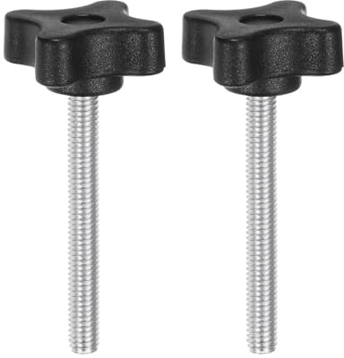 QUARKZMAN 2 Stück Sterngriffmutter Rändelschraube M6 x 60mm Metrisches Gewinde 32mm 4-Punkt-Kunststoffkopf Gewindestiftknopf Handfestziehender Daumenschrauben-Jig-Griff, Schwarz