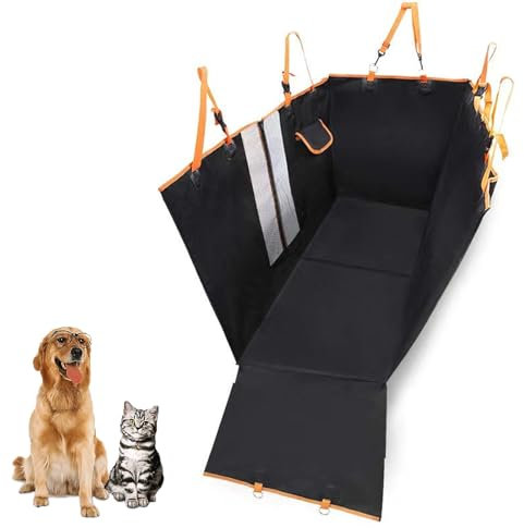 YPDOPORA Dog Car Seat Cover, Dog Hammock for Rear Seat with Mesh Window,Dog Bed Nonslip Mat Waterproof Car Seat Protector for Pet with Belt for Cars Trucks Suvs