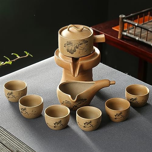 Service à thé Kung Fu haut de gamme en porcelaine anglaise 8 pièces automatiques pour 6 personnes (service à thé 04)