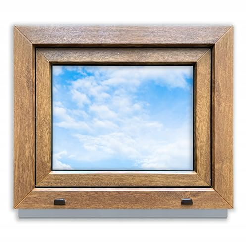 LORAC | Plastfönster gyllene ek – vit 600 x 500 mm, lutbar, standardfönster med 2-vägs glasning, energibesparande, källarfönster med CE-certifikat, perfekt för vardagsrum och källare
