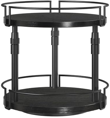 HOOBRO 2-Tier Rotating Spice Rack, Lazy Susan Turntable Spice Rack, Height Adjustable Cupboard Organizer, for Kitchen Countertop, Black EBB05TL01