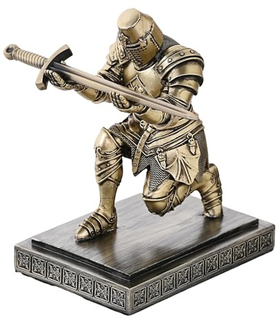NCQIXIAO Templar Vanguard Soldat Stiftehalter Bleistiftständer Schreibtisch-Organizer und Zubehör als Geschenk für Mittelalter-Krieger-Enthusiasten (Bronze)