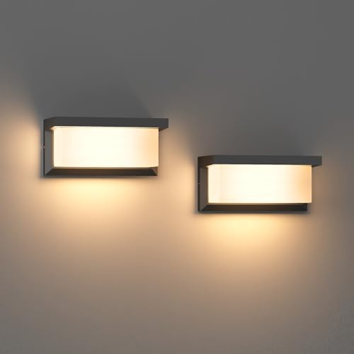 Klighten 2Stück E27 Außenwandleuchte Schwarz IP65 außenlampe ohne Glühbirne | E27 Sockel außenleuchte, Maximale Wattleistung 60W außenlampe wand, Aluminium+PC, wandleuchte aussen terrasse, garten