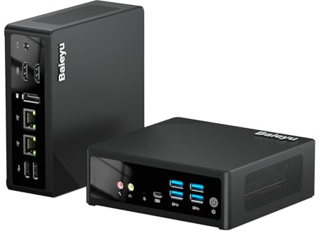 Baieyu Mini PC N150, 16GB DDR5, 256 NVMe SSD, 4K Triple Display, WiFi 5/BT 4.2, Dual Gigabit Ethernet, TPM 2.0, 6USB, Desktop PC Support Linux/Ubuntu