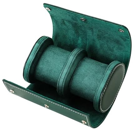 Estuche enrollable de cuero portátil for reloj, 2 unidades, organizador de almacenamiento personalizado, soporte for reloj de viaje, caja sorpresa a prueba de golpes Para Cumpleaños(Green 2 watches)