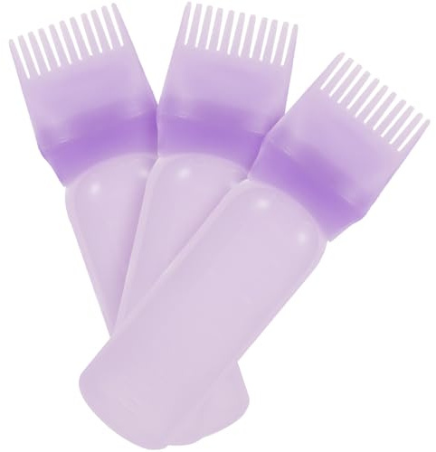 POPETPOP Lot De 3 Flacons Applicateurs Pour Coloration Capillaire 100 Ml Violet Peigne à Racines, Bouteille D'huile Capillaire Facile à Presser Pour Usage Salon Et Domicile