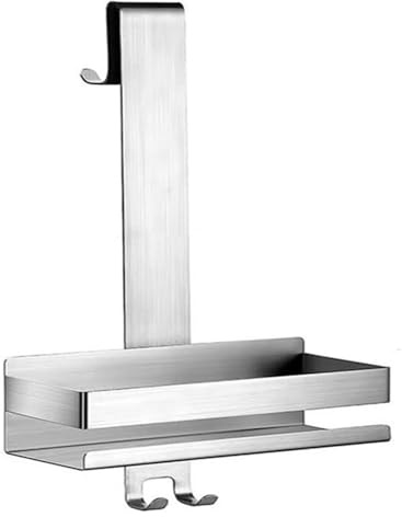 Ganci scorrevoli da cucina, Portaoggetti da doccia sospeso, organizer mobile in acciaio inox appendere alla porta del bagno, portaoggetti senza fori con ganci(Silver)