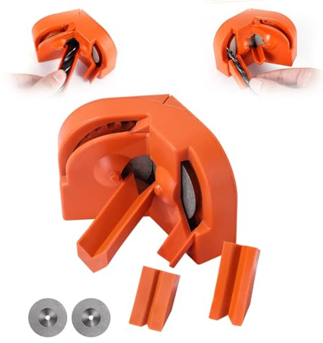 Multifunction Drill Bit Sharpener with 2 Grinding Wheels,Portable Drill Machine Blade Sharpening Universal Tool for HSS, Carbide & Masonry Bits (Orange)