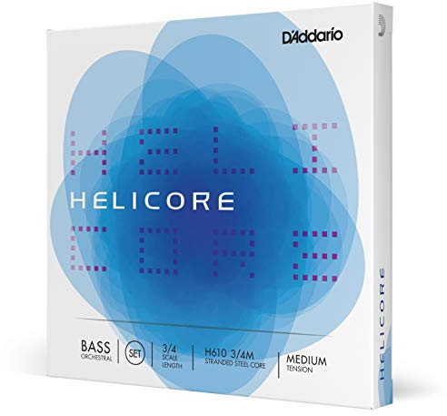 Set di corde D'Addario Helicore Orchestral per contrabbasso, scala 3/4, tensione media