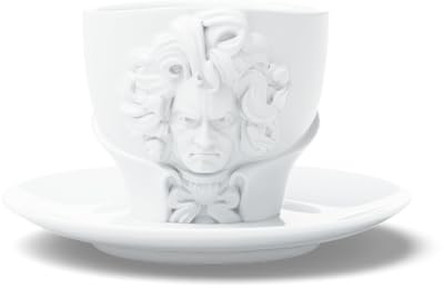 FIFTYEIGHT PRODUCTS TALENT I Kaffeetasse I LUDWIG VAN BEETHOVEN Portrait I Porzellan I mit Unterteller I 260ml I weiß I Made in Germany